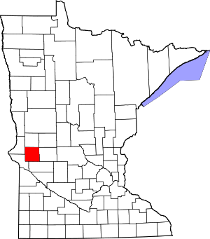 Map of Minnesota with Stevens county highlighted in red